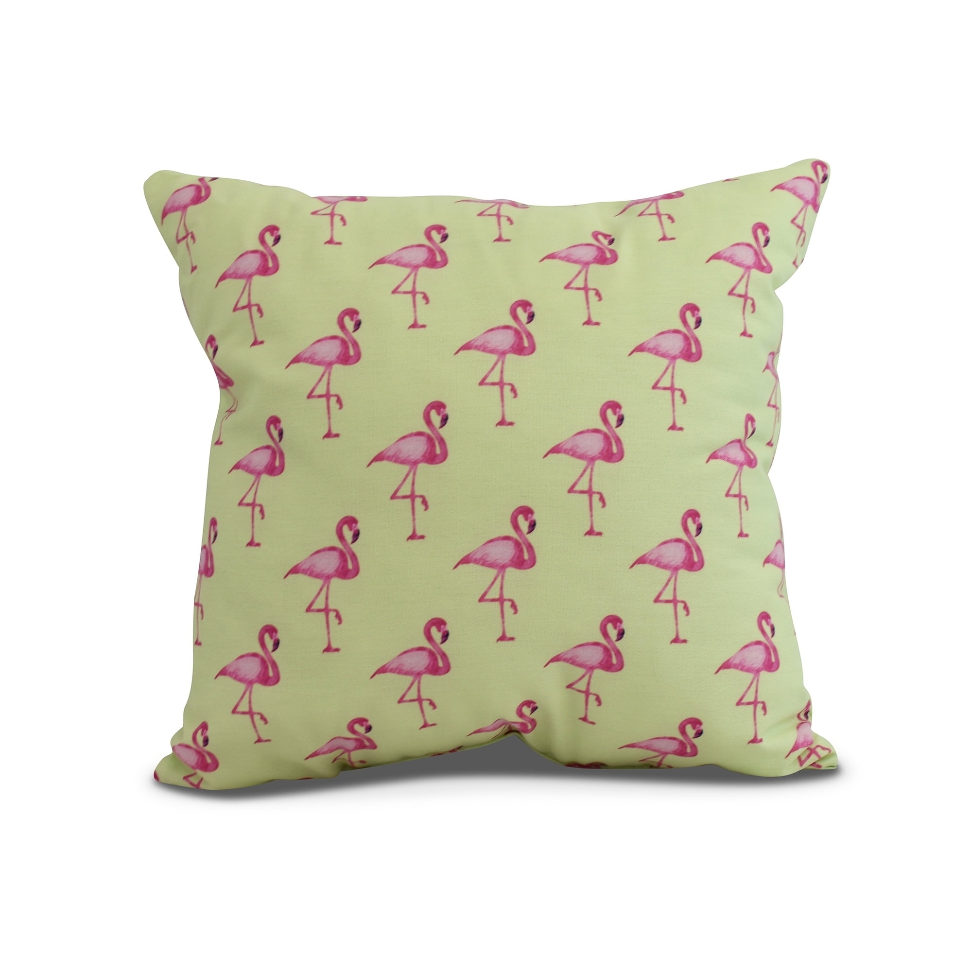 Simply Daisy, 18 x 18 inch, Flamingo Fanfare Multi Animal Print Pillow, Light Green