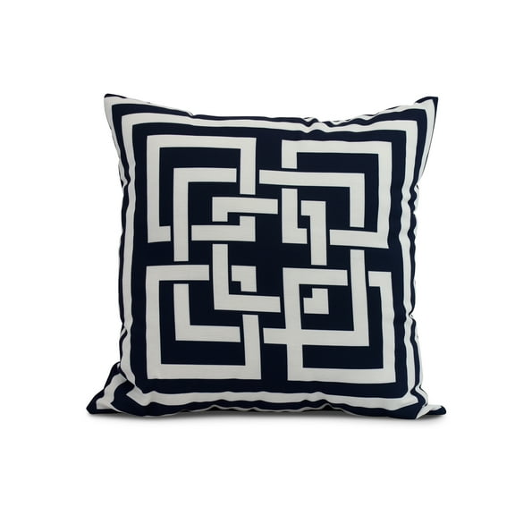 Simply Daisy, 18 x 18 inch, Greek New Key, Geometric Print Pillow, Navy
