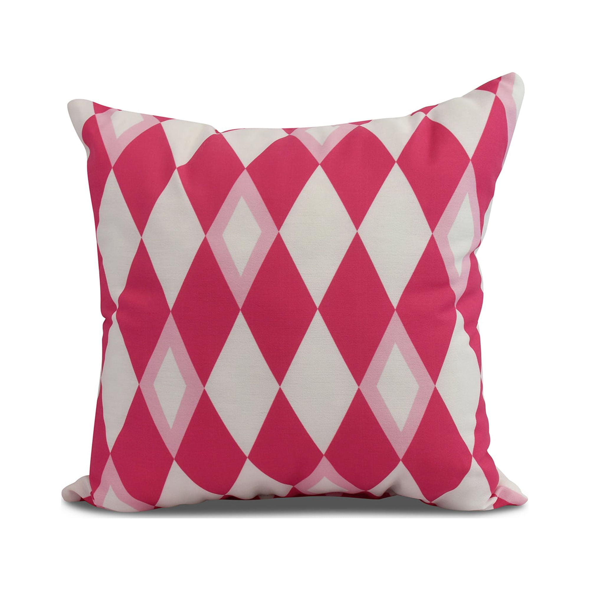 Simply Daisy, 18 x 18 inch, Harlequin Geometric Print Pillow, Pink/Fushcia