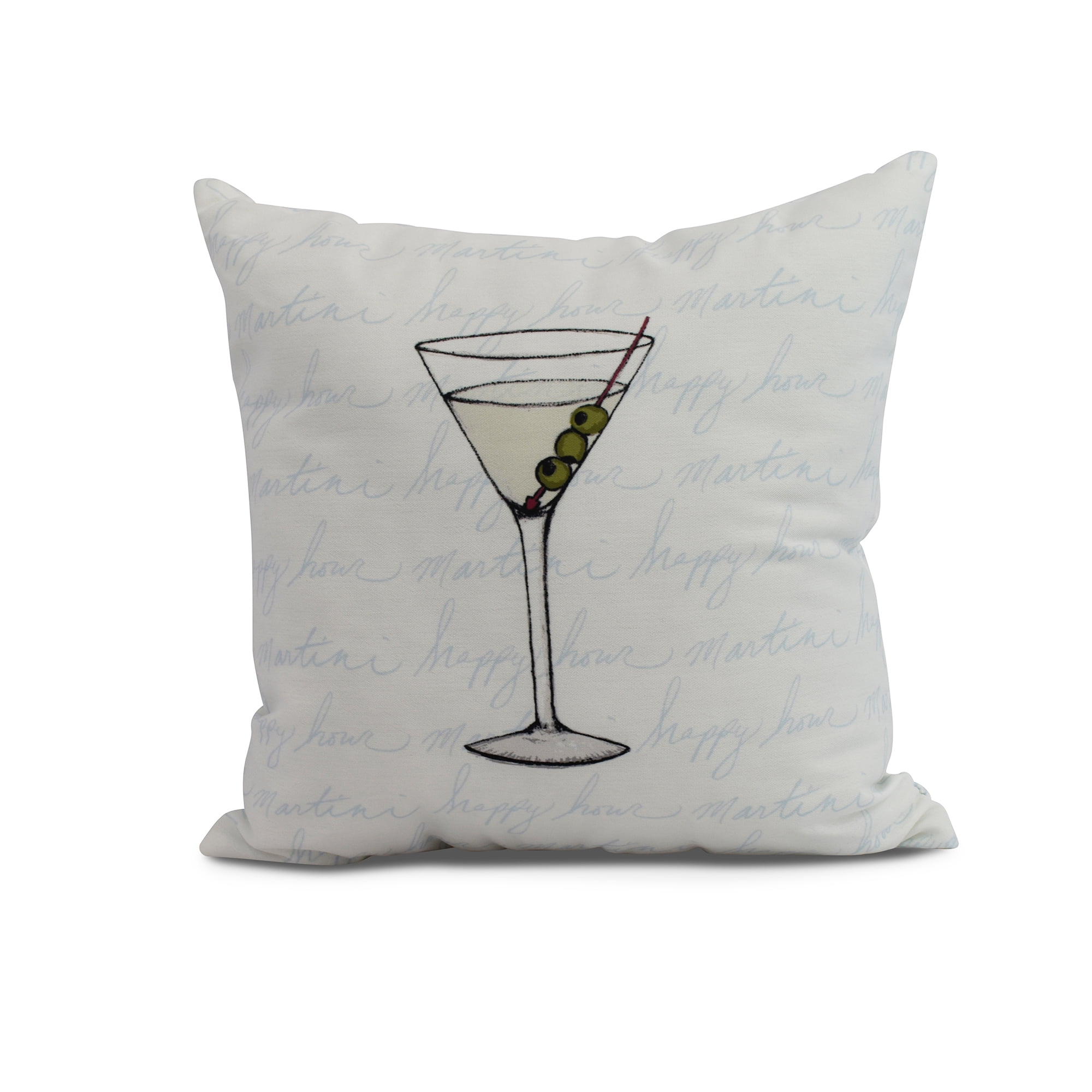 Simply Daisy, 18 x 18 inch, Martini Glass Text Fade Geometric Print Pillow, Pale Blue