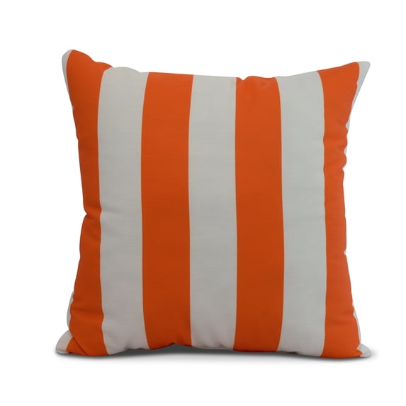 Simply Daisy, 18 x 18 inch, Rugby Stripe, Stripe Print Pillow, Orange