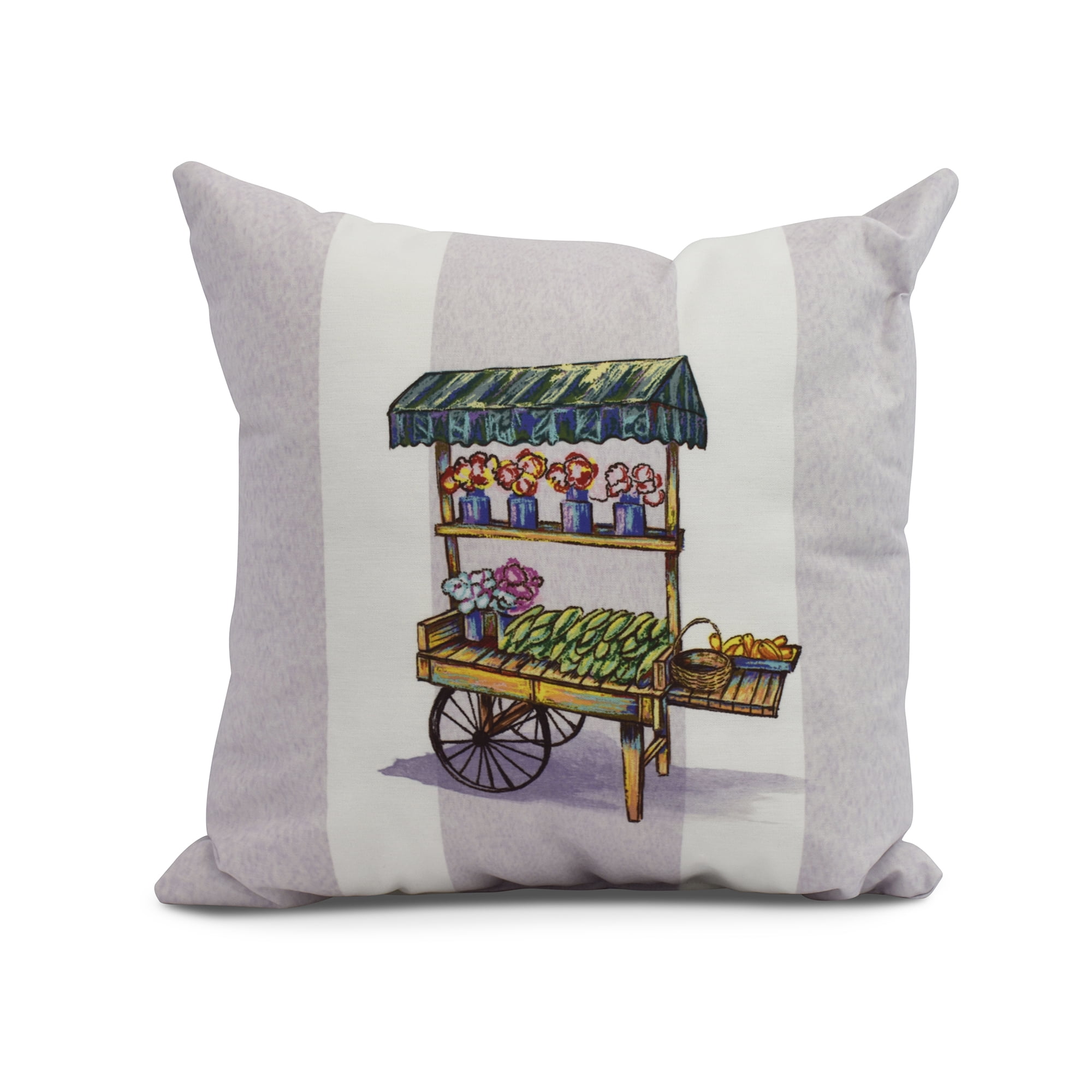 Simply Daisy, 18 x 18 inch,Veggie Cart Decorative Pillow,Light Purple