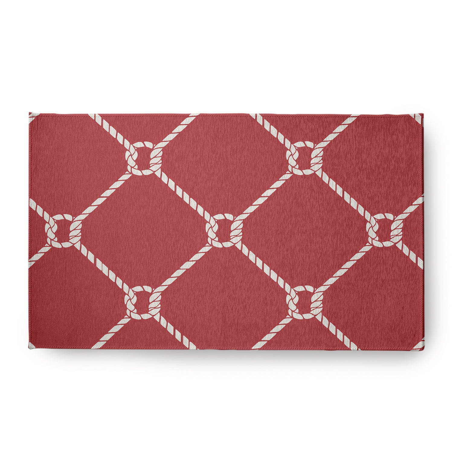 Simply Daisy 18 x 30 Ahoy! Nautical Chenille Rug, Ligonberry Red