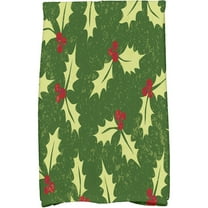 Simply Daisy 18" x 30" Allover Holly Holiday Floral Print Kitchen Towel