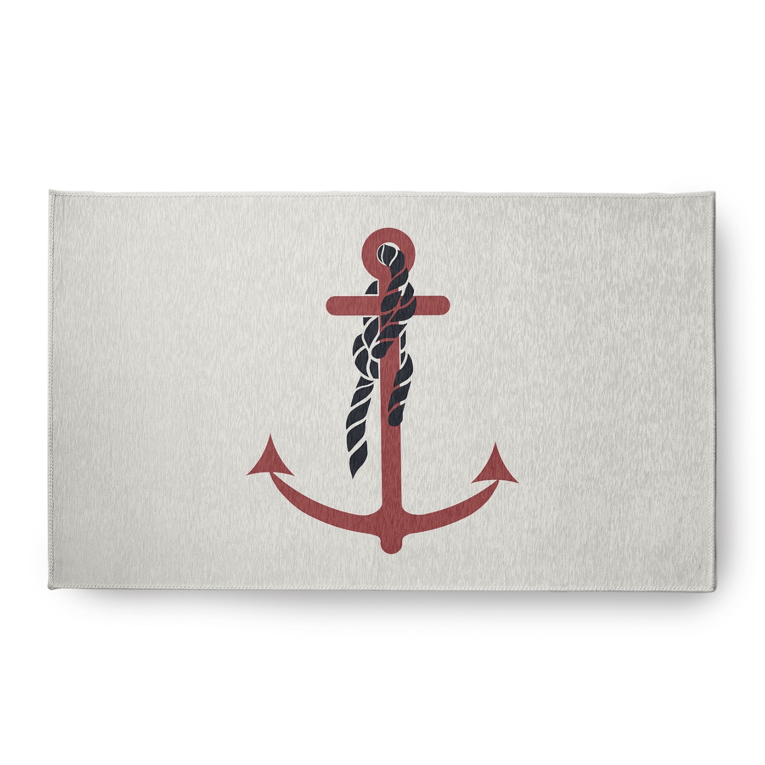 Simply Daisy 18 x 30 Anchor and Rope Nautical Chenille Rug, Ligonberry Red