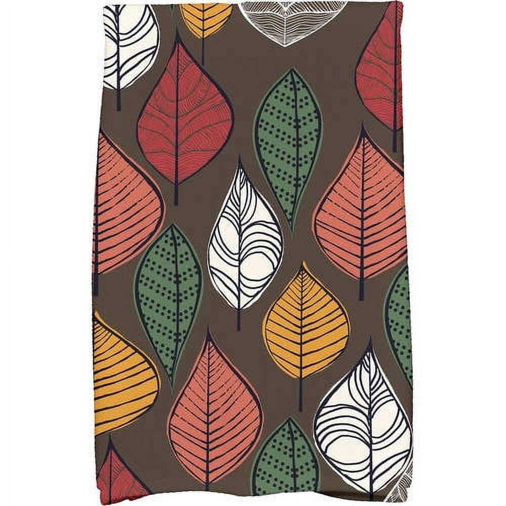 Autumn Leaves Brown Cotton Kitchen Towel 18" x 30"