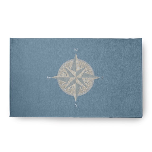Simply Daisy 18 x 30 Compass Nautical Chenille Rug, Dusty Smoke
