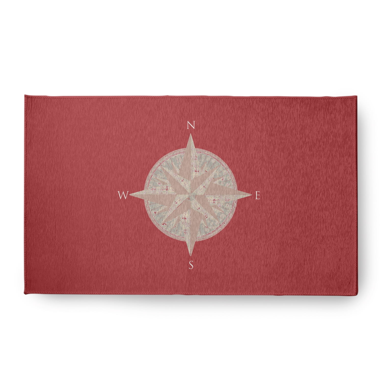 Simply Daisy 18 x 30 Compass Nautical Chenille Rug, Ligonberry Red