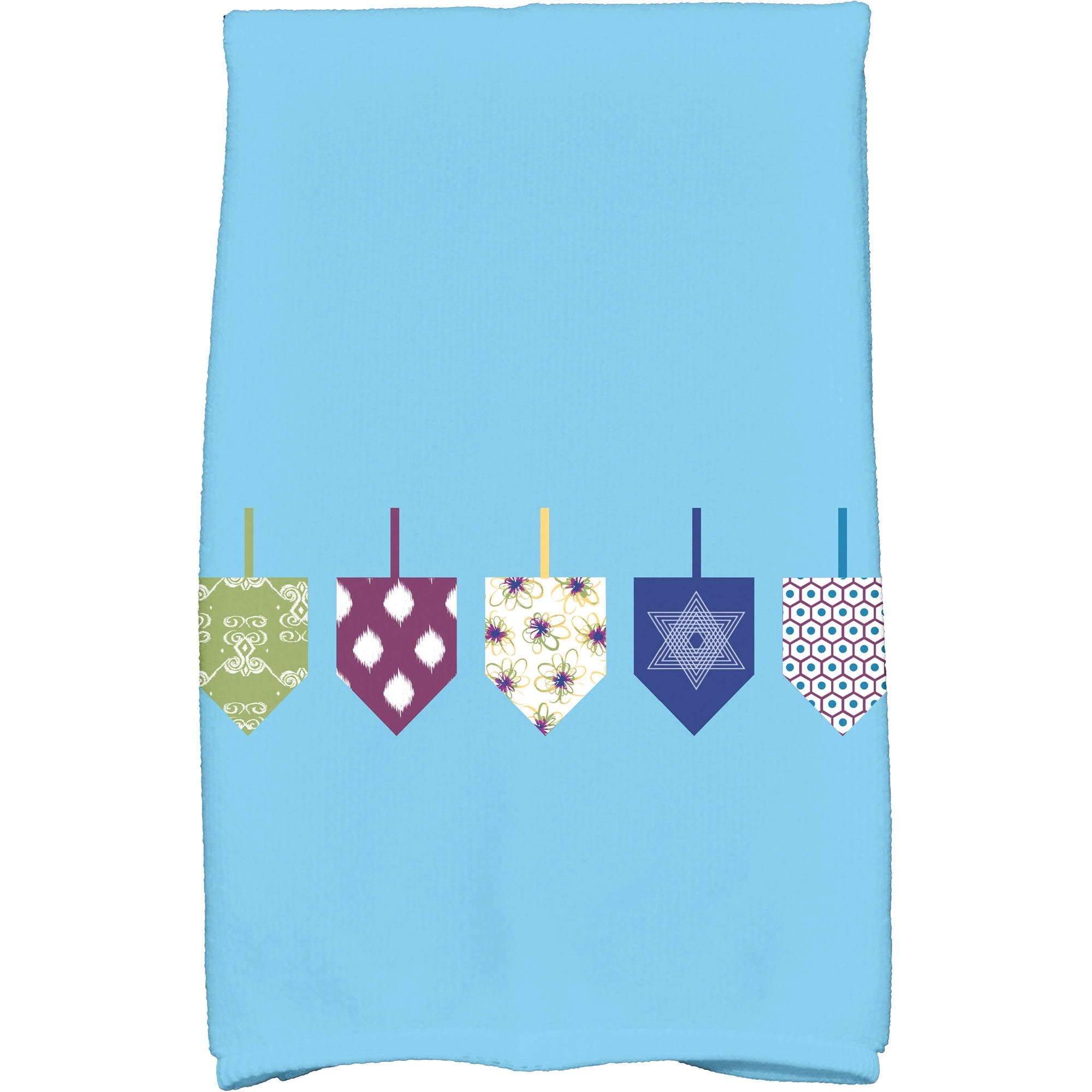 Simply Daisy 18" x 30" Doodled Dreidels Holiday Geometric Print Kitchen Towel