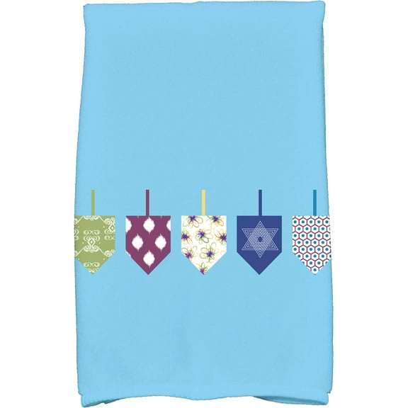 Simply Daisy 18" x 30" Doodled Dreidels Holiday Geometric Print Kitchen Towel