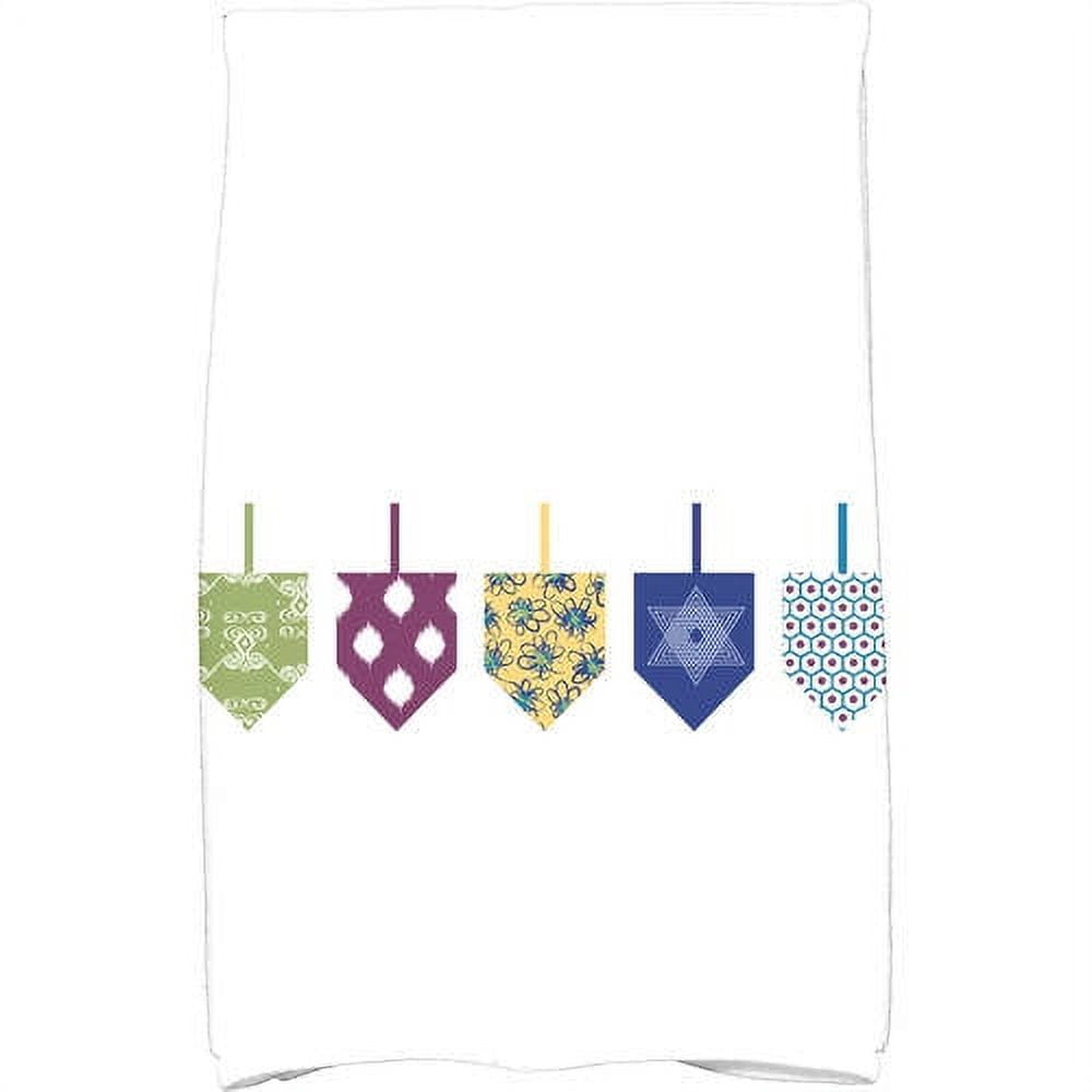 Simply Daisy 18" x 30" Doodled Dreidels Holiday Geometric Print Kitchen Towel