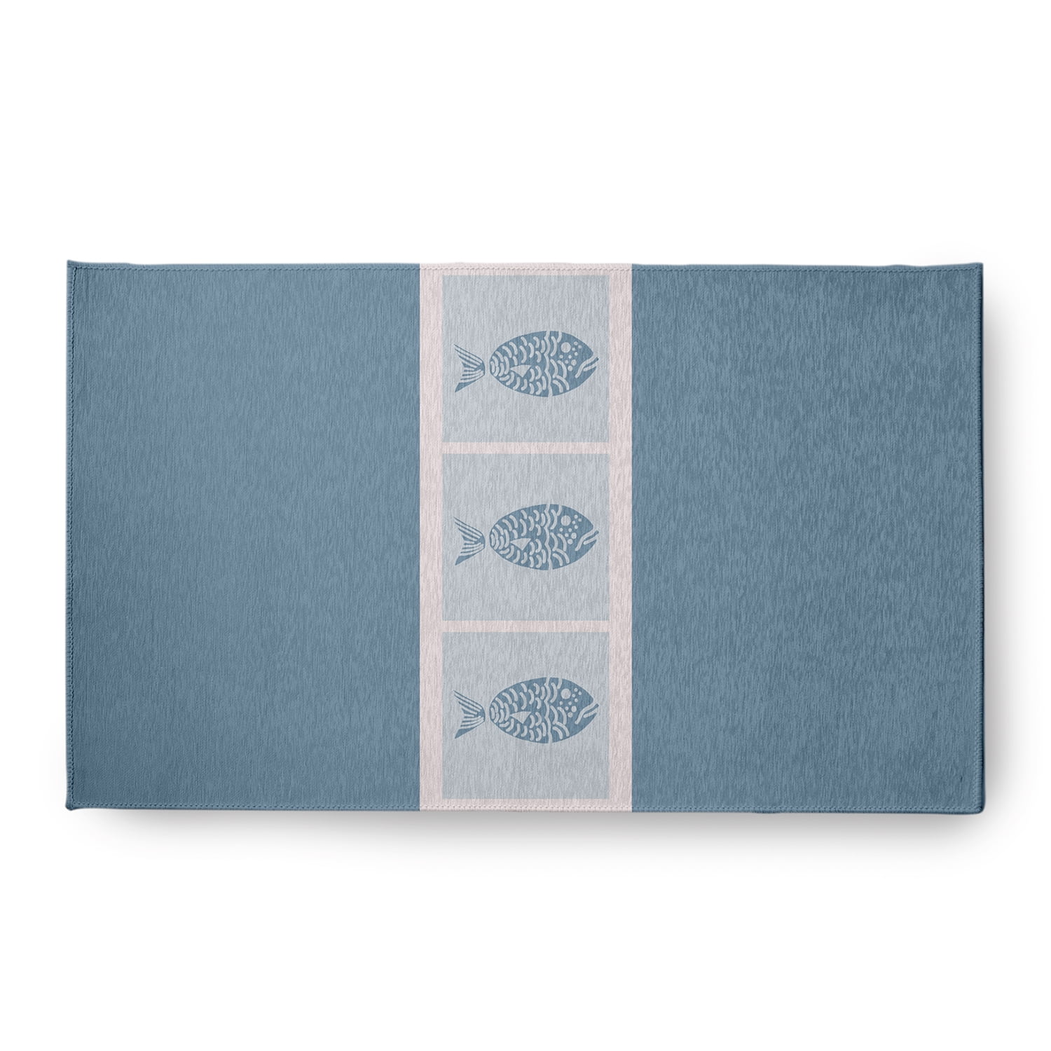 Simply Daisy 18 x 30 Fish Chips Nautical Chenille Rug, Dusty Smoke