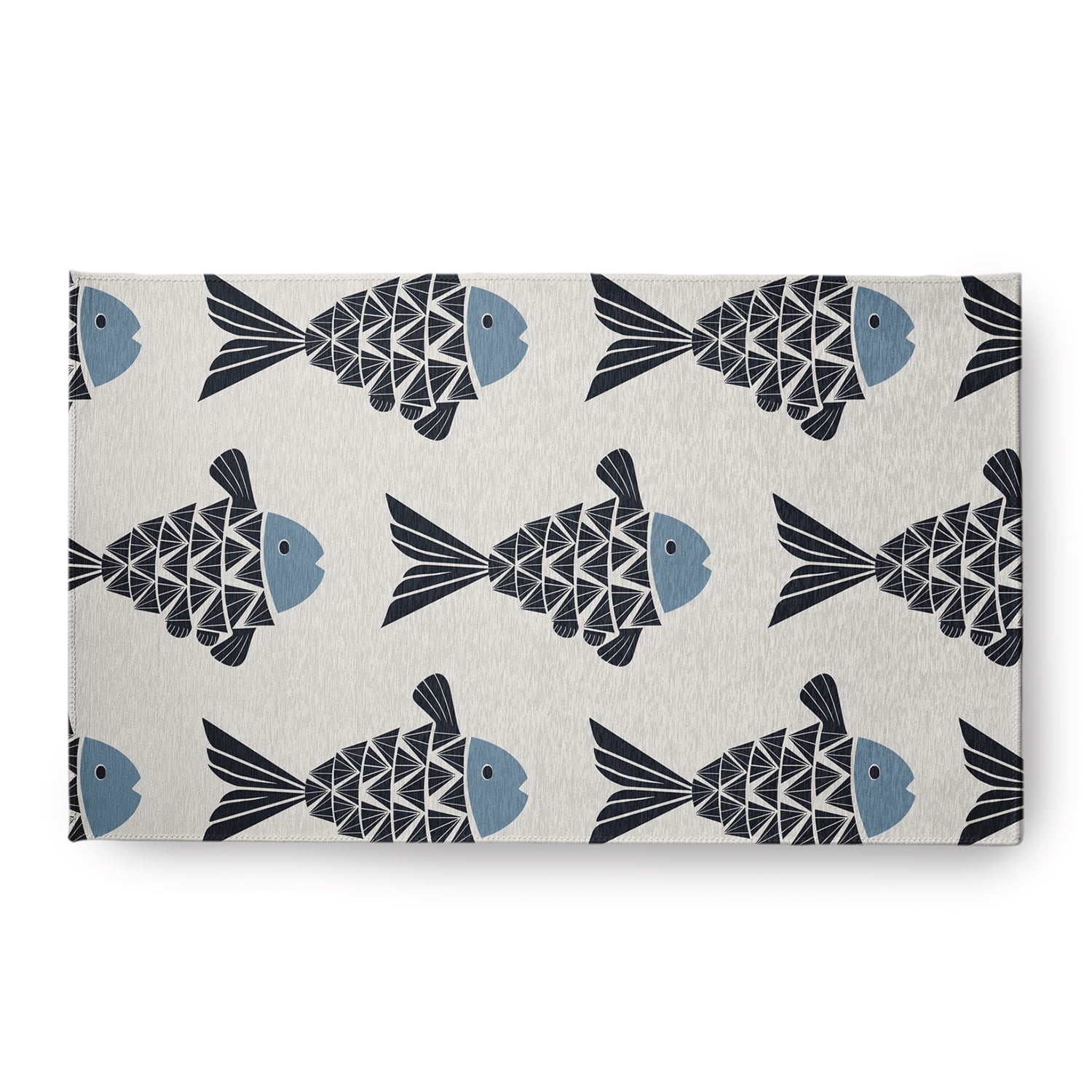 Simply Daisy 18 x 30 Fish Tales Nautical Chenille Rug, Dusty Smoke