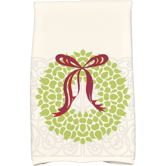 Simply Daisy 18" x 30" Gate Wreath Holiday Floral Print Kitchen Towel