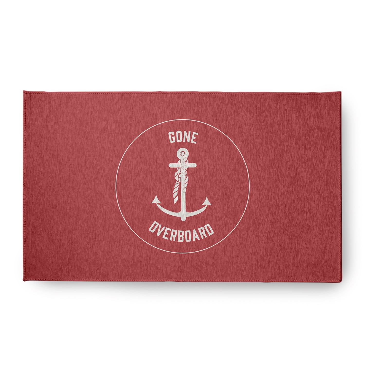 Simply Daisy 18 x 30 Gone Forever Overboard Nautical Chenille Rug, Ligonberry Red