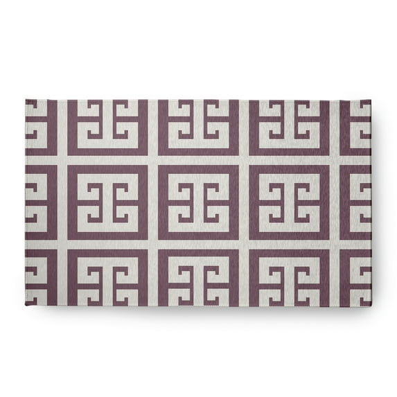 Simply Daisy 18 x 30 Greek Key Patterned Chenille Rug, Dusty Purple