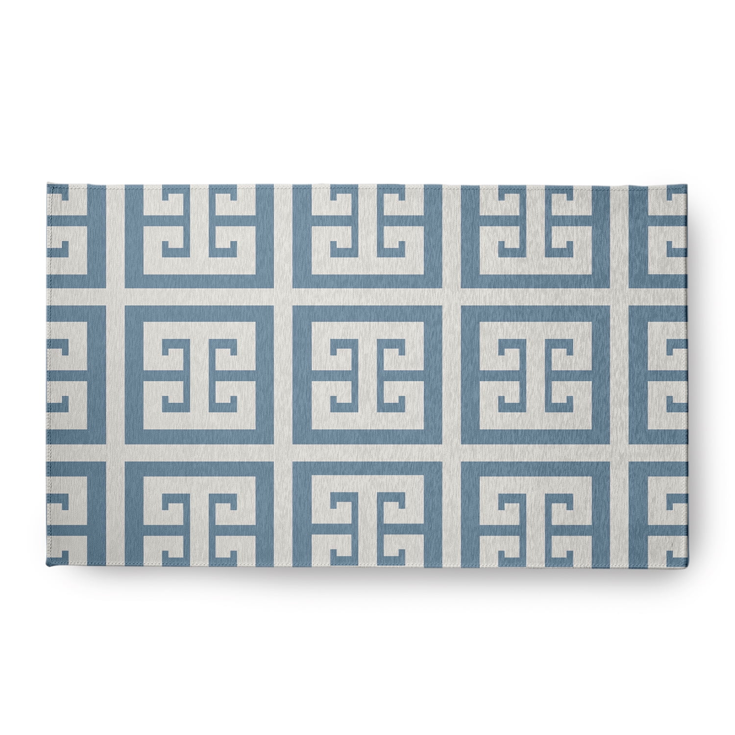Simply Daisy 18 x 30 Greek Key Patterned Chenille Rug, Dusty Smoke