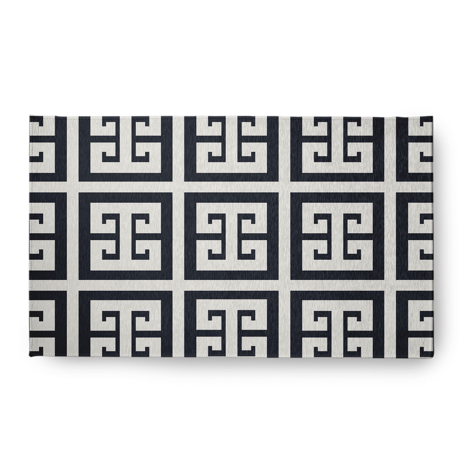 Simply Daisy 18 x 30 Greek Key Patterned Chenille Rug, Shark Blue