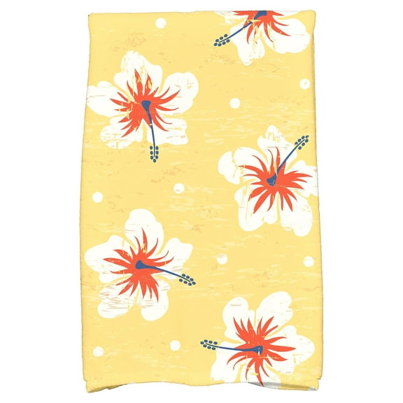 Simply Daisy 18" x 30" Hibiscus Blooms Floral Print Hand Towel