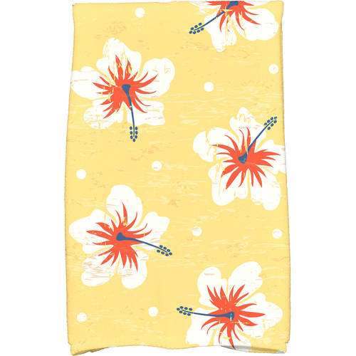 Simply Daisy 18" x 30" Hibiscus Blooms Floral Print Kitchen Towel