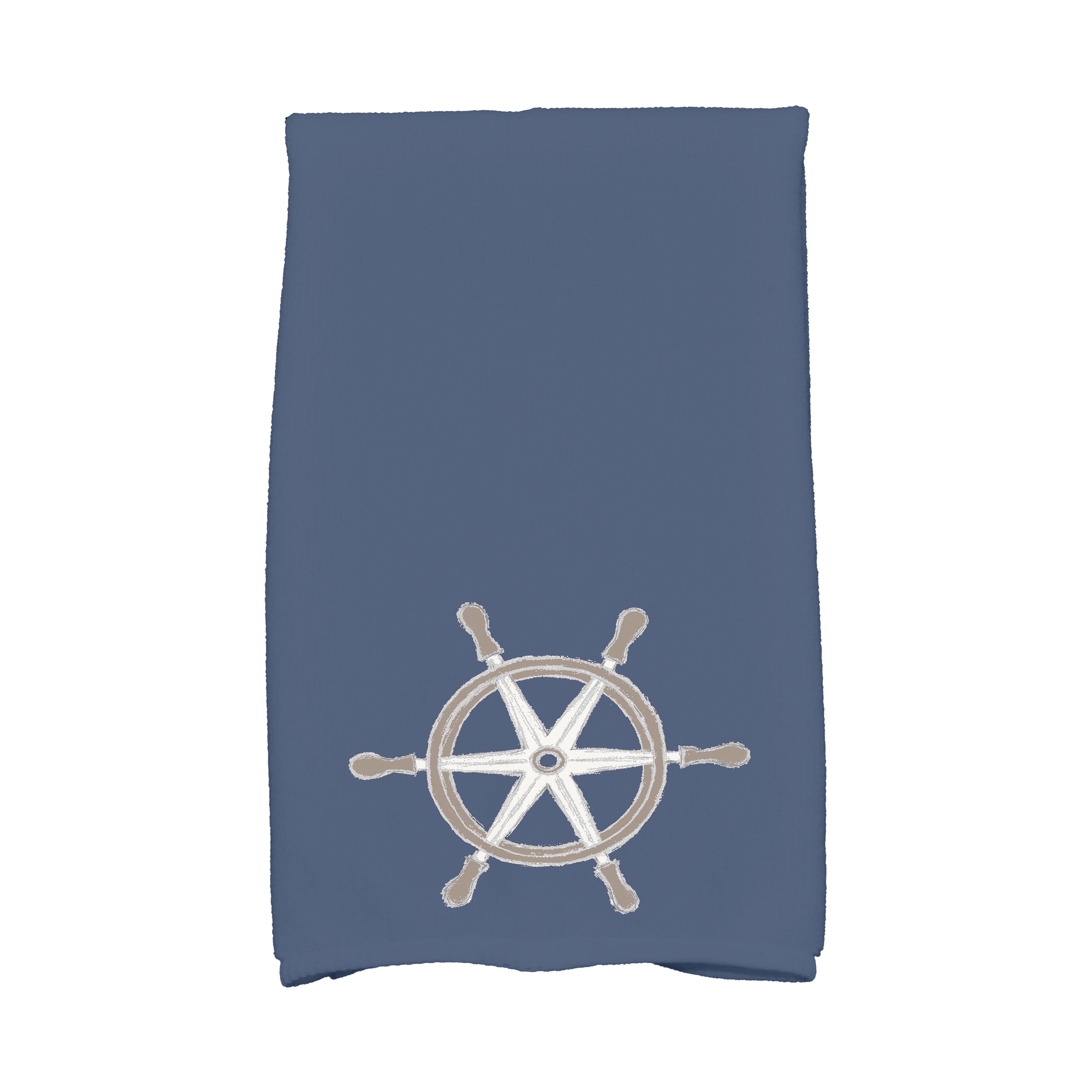 Simply Daisy, 18" x 30" Inch, Ship Wheel, Geometric Print Hand towel, Navy Blue