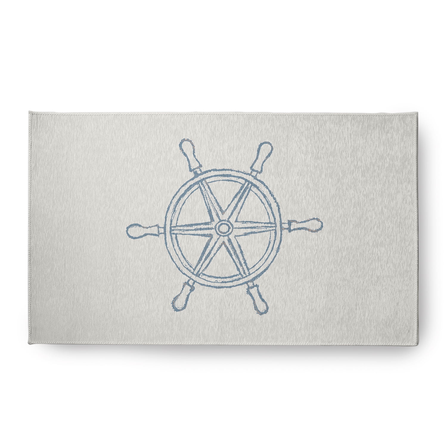 Simply Daisy 18 x 30 Large Ship Wheel Nautical Chenille Rug, Dusty Smoke