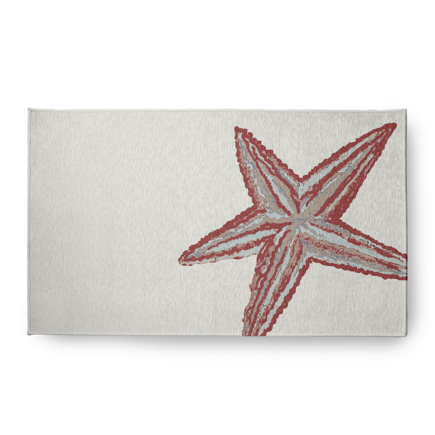 Simply Daisy 18 x 30 Large Starfish Nautical Chenille Rug, Ligonberry Red