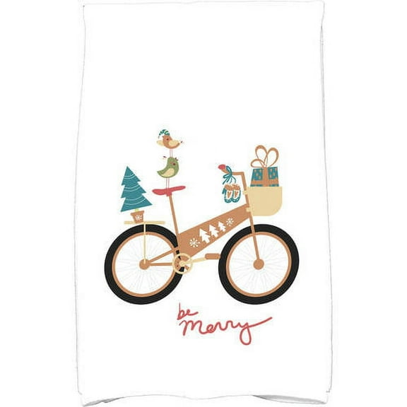 Simply Daisy 18" x 30" Merry Bird Bike Holiday Geometric Print Kitchen Towel