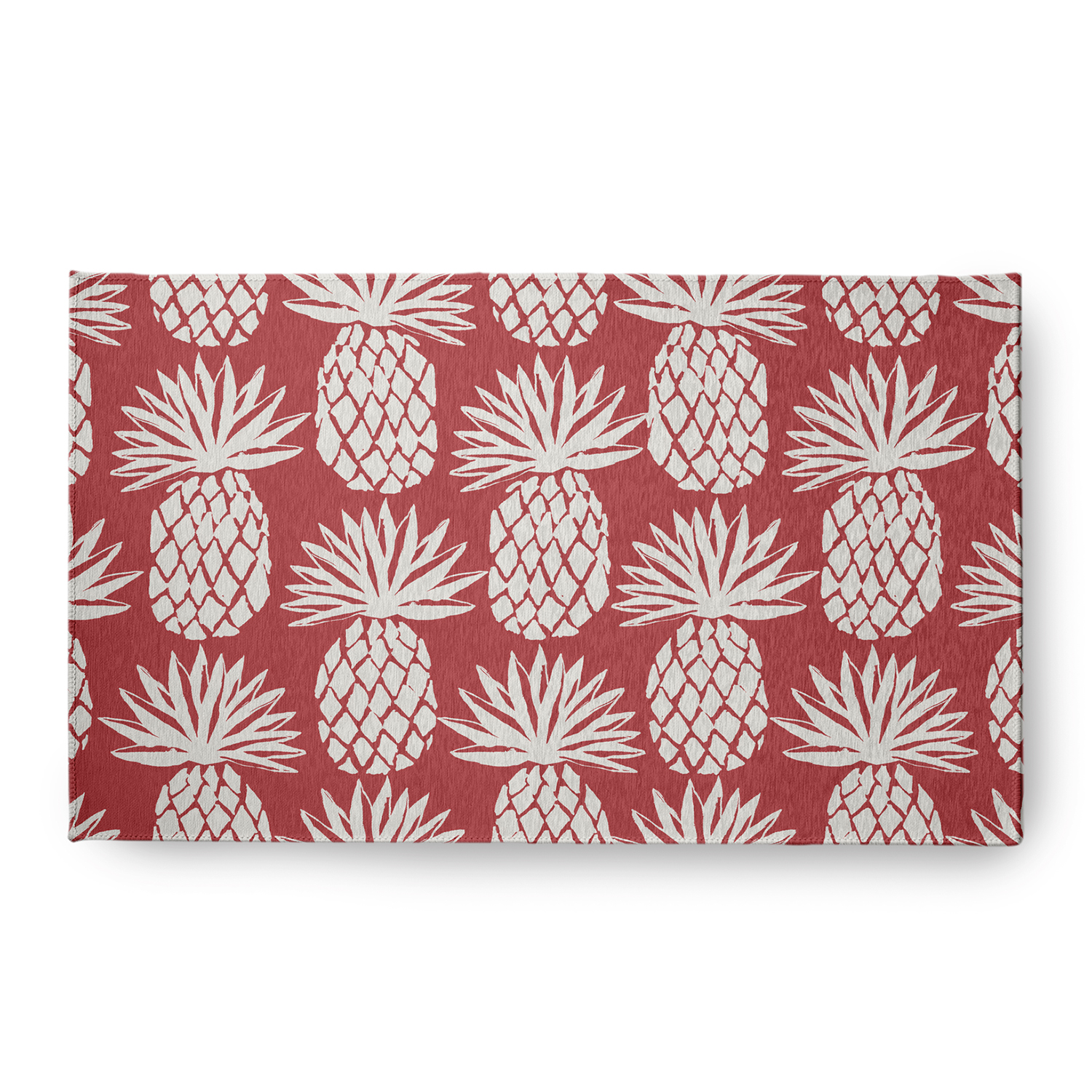 Simply Daisy 18 x 30 Pineapple Pattern Chenille Rug, Ligonberry Red
