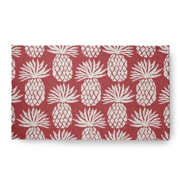Simply Daisy 18 x 30 Pineapple Pattern Chenille Rug, Ligonberry Red