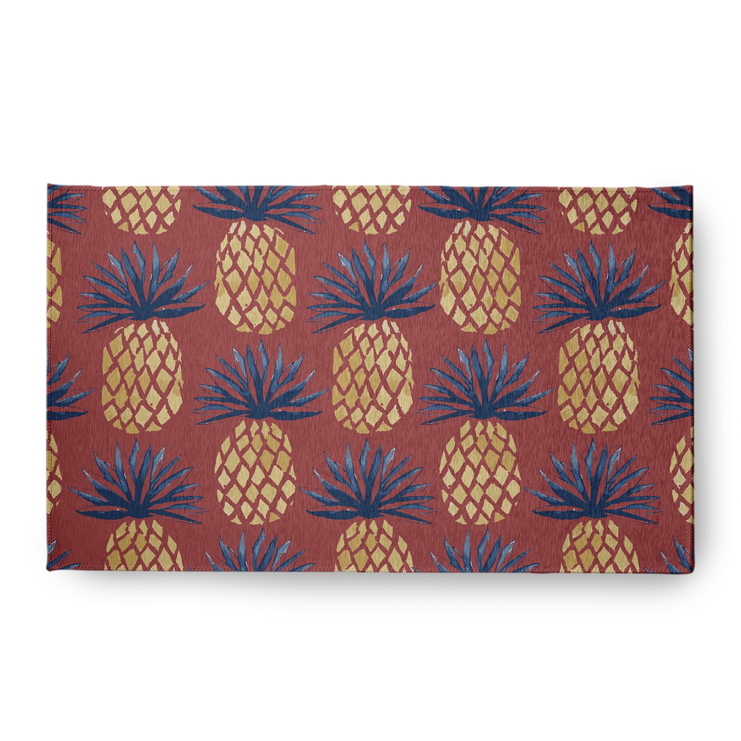 Simply Daisy 18 x 30 Pineapple Stripes Chenille Rug, Ligonberry Red