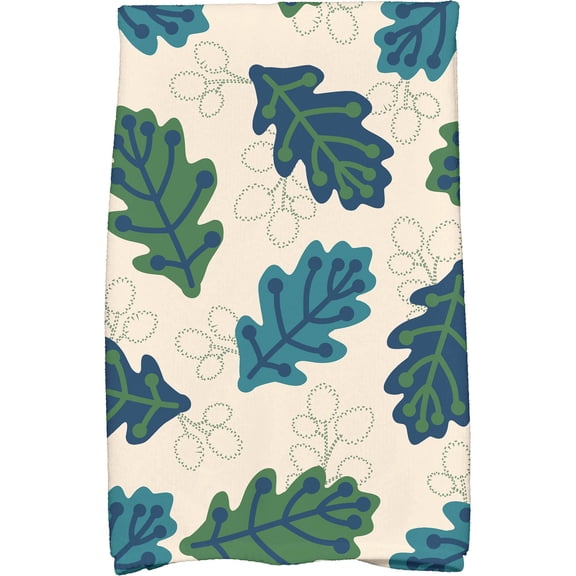 Simply Daisy 18" x 30" Retro Leaves Floral Print Kitchen Towel