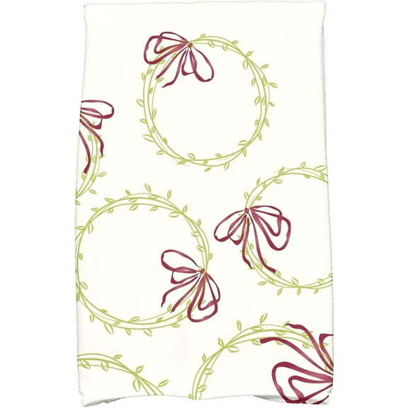 Simply Daisy 18" x 30" Simple Wreath Holiday Geometric Print Kitchen Towel