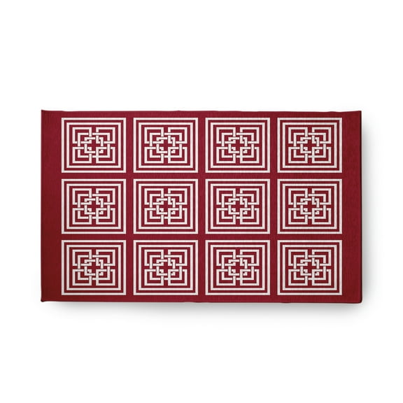 Simply Daisy 18" x 30" Sporty Red Greek New KeyIndoor/outdoor Rug