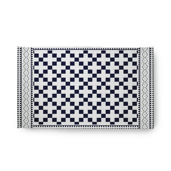 Simply Daisy 18" x 30" Spring Navy Cross and Squares Rug