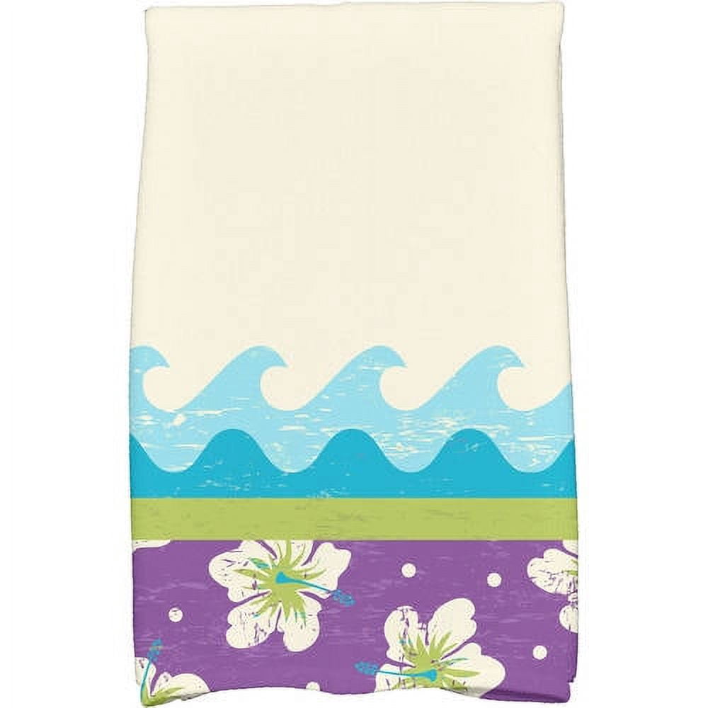 Simply Daisy 18" x 30" Surf, Sand, and Sea Floral Print Kitchen Towel