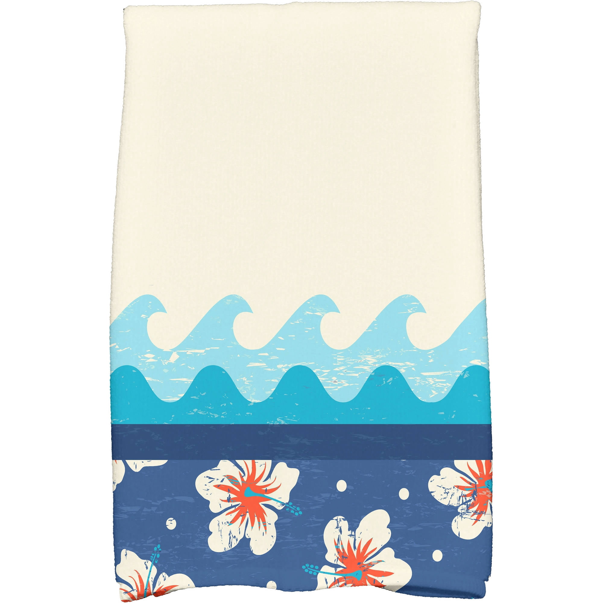 Simply Daisy 18" x 30" Surf, Sand, and Sea Floral Print Kitchen Towel