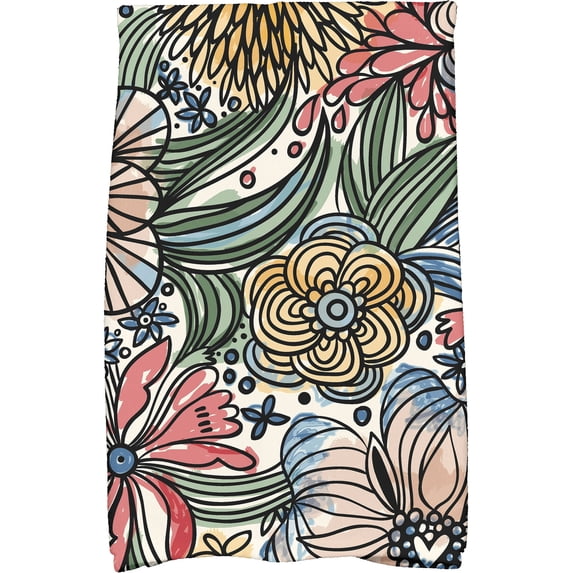 Simply Daisy 18" x 30" Zentangle Floral Floral Print Kitchen Towel