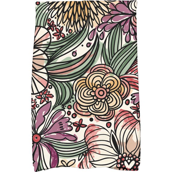 Simply Daisy 18" x 30" Zentangle Floral Floral Print Kitchen Towel
