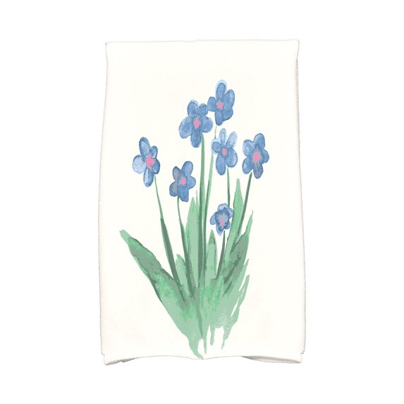 Simply Daisy, 18 x 30 inch, Pretty Little Flower Kitchen Towel, Light Blue