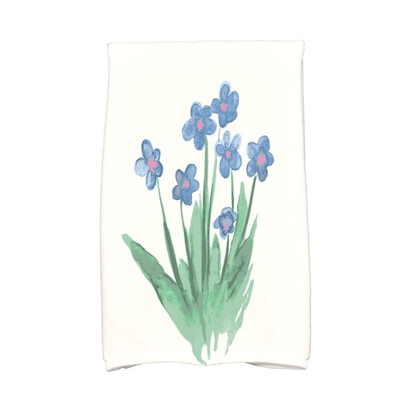 Simply Daisy, 18 x 30 inch, Pretty Little Flower Kitchen Towel, Light Blue