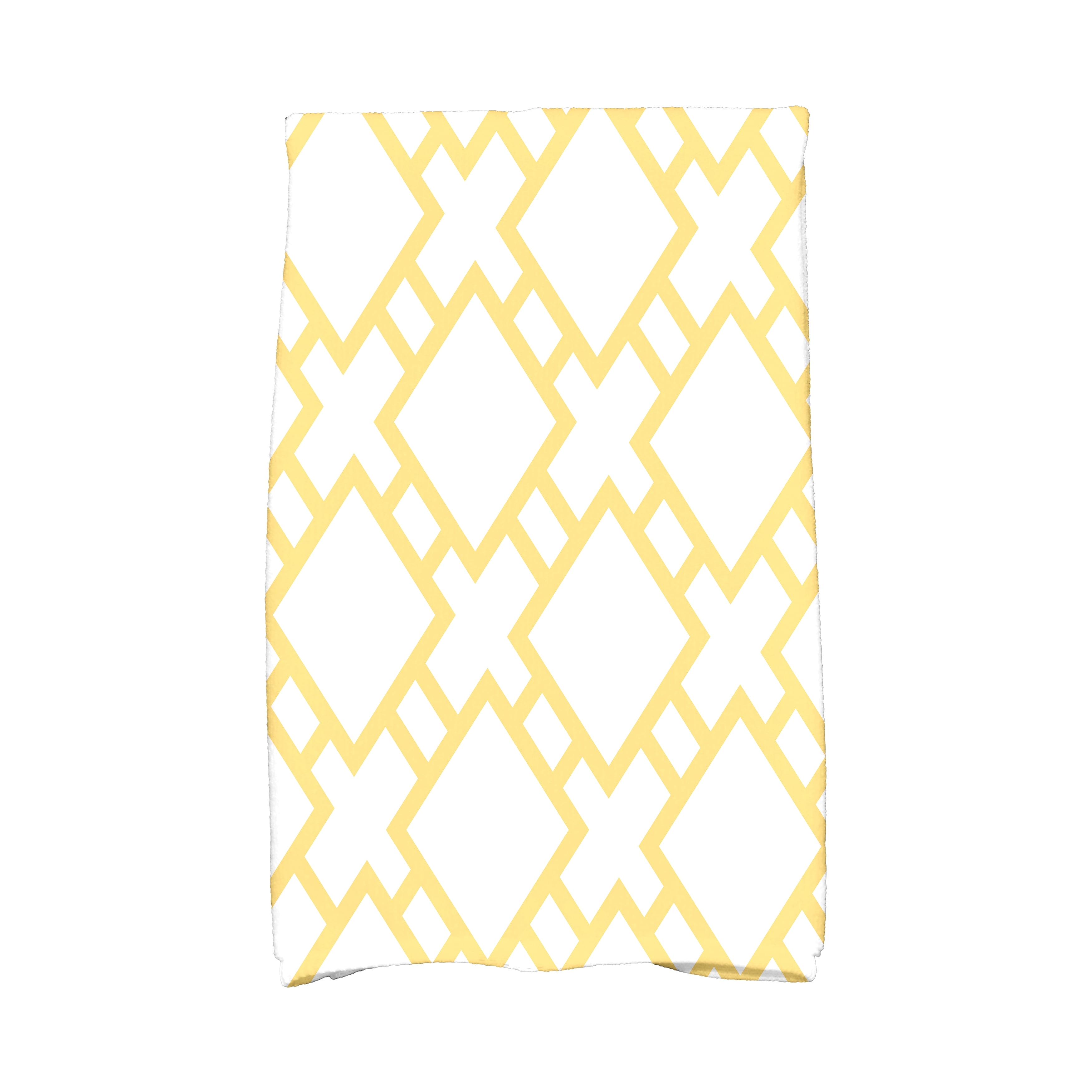 Simply Daisy, 18" x 30" inch, Square in St. Louis Geometric Print Hand Towel, Yellow