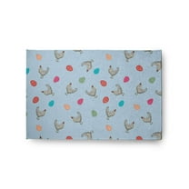 Simply Daisy 2' x 3' After Rain Blue Chickens and Eggs Easter Chenille Indoor/Outdoor Rug
