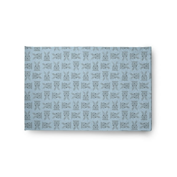 Simply Daisy 2' x 3' After Rain Blue Criss Cross Bunnies Easter Chenille Indoor/Outdoor Rug