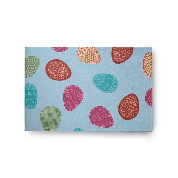Simply Daisy 2' x 3' After Rain Blue Egg Hunt Easter Chenille Indoor/Outdoor Rug