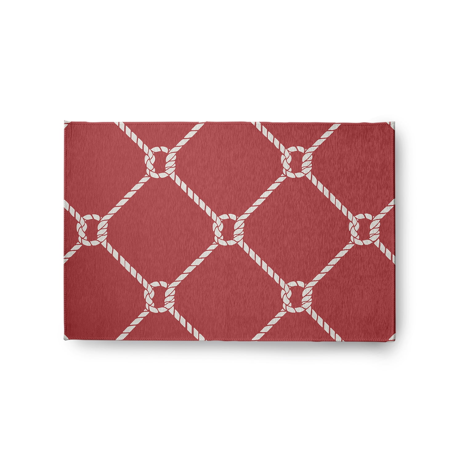 Simply Daisy 2' x 3' Ahoy! Nautical Chenille Rug, Ligonberry Red