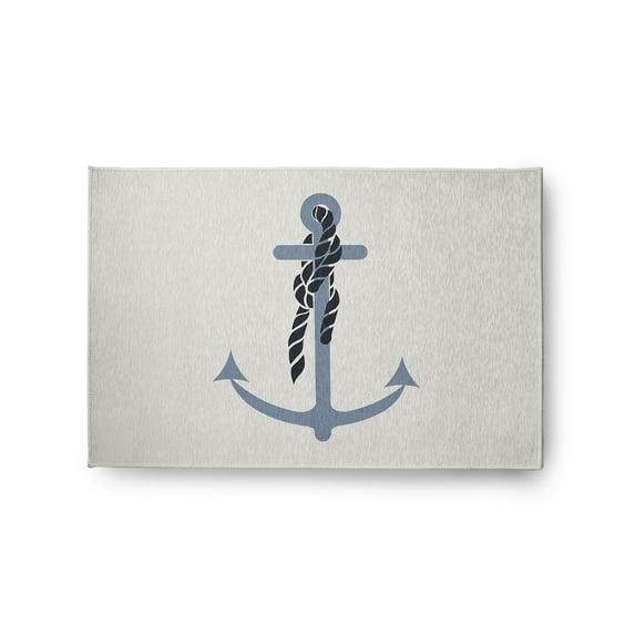 Simply Daisy 2' x 3' Anchor and Rope Nautical Chenille Rug, Dusty Smoke