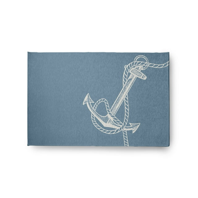 Simply Daisy 2' x 3' Anchored Nautical Chenille Rug, Dusty Smoke