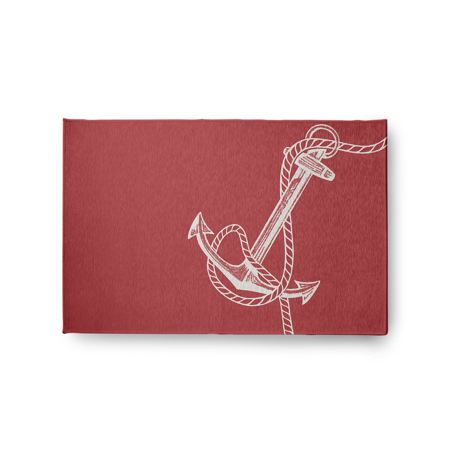 Simply Daisy 2' x 3' Anchored Nautical Chenille Rug, Ligonberry Red