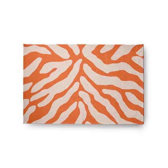 Simply Daisy 2' x 3' Blood Orange Animal Stripe Spring Chenille Indoor/Outdoor Rug